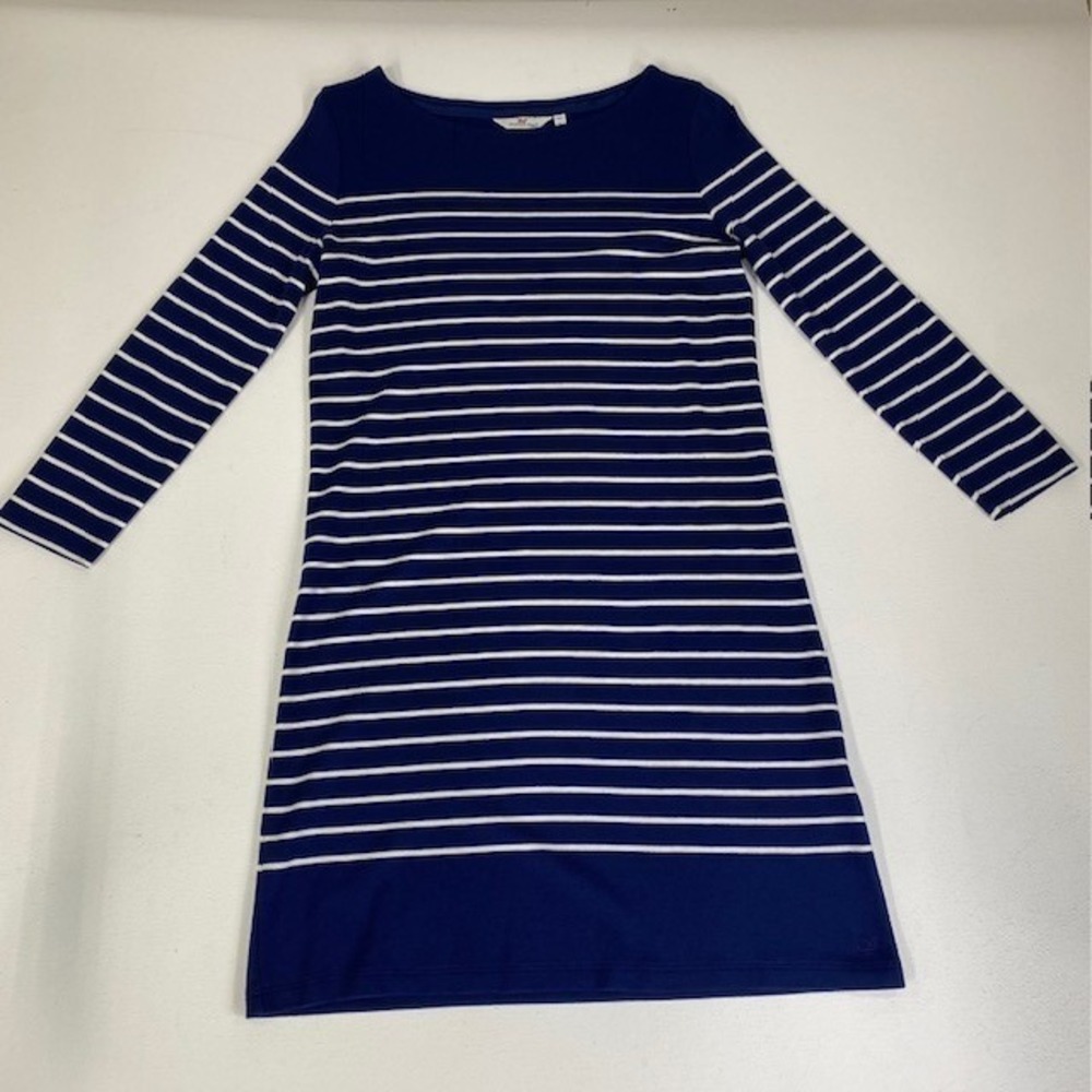 Vineyard Vines Striped T-Shirt Dress Long Sleeve Casual Navy White L